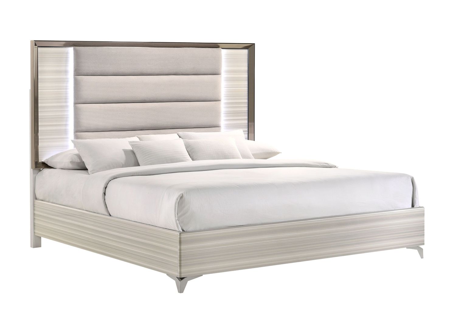Zambrano - Bed With LED - White, Size: King
