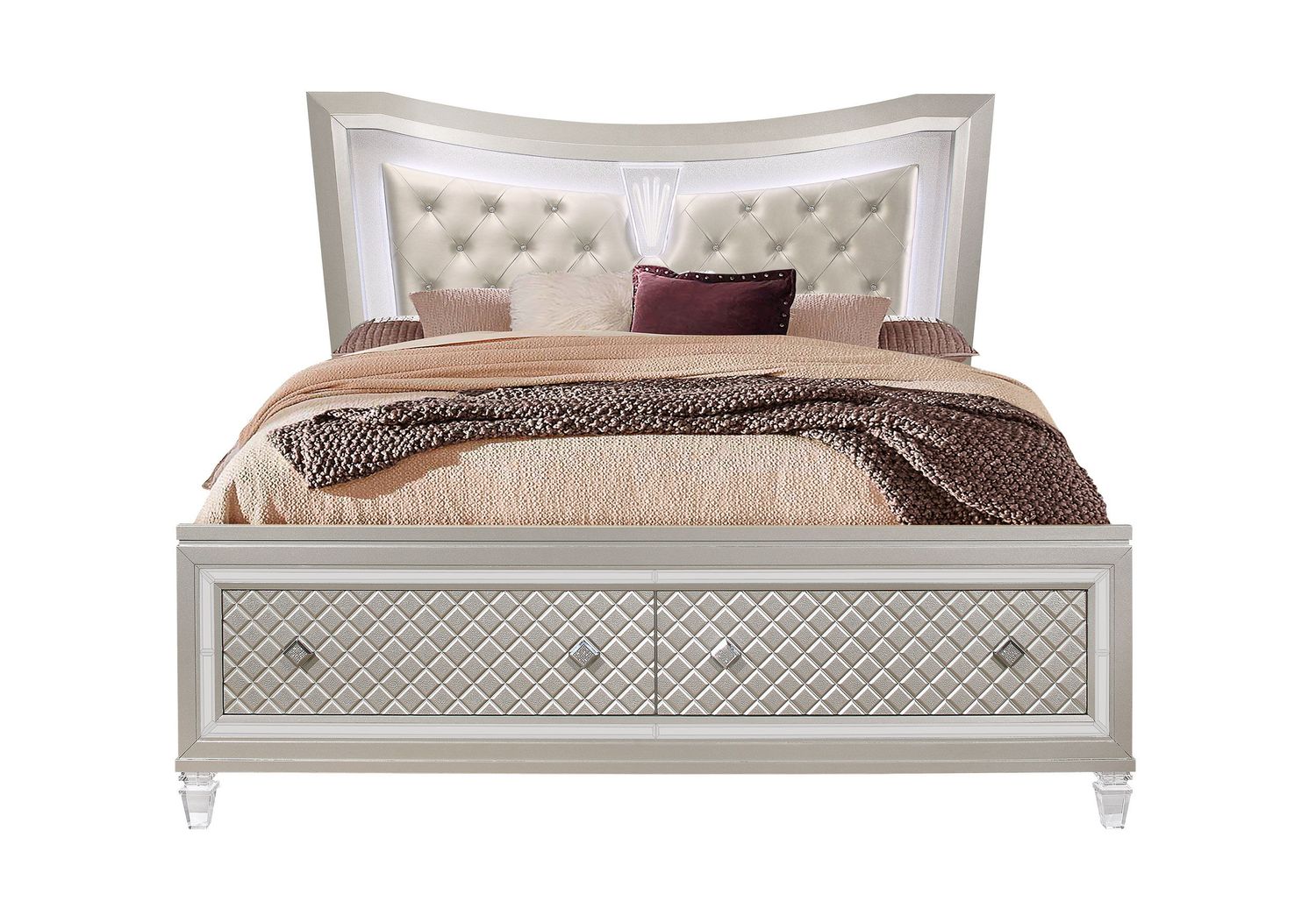 Paris - Bed With LED - Champagne, Size: King