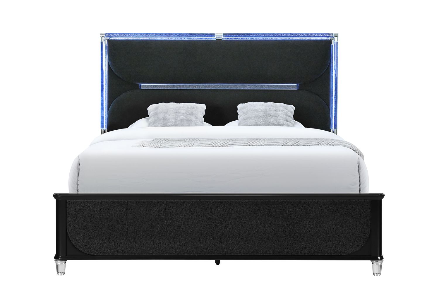 Lando - Bed With Continuous LED - Black, Size: Queen