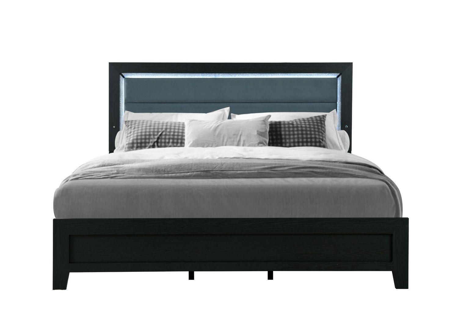 Reid - Bed With LED - Black, Size: Full