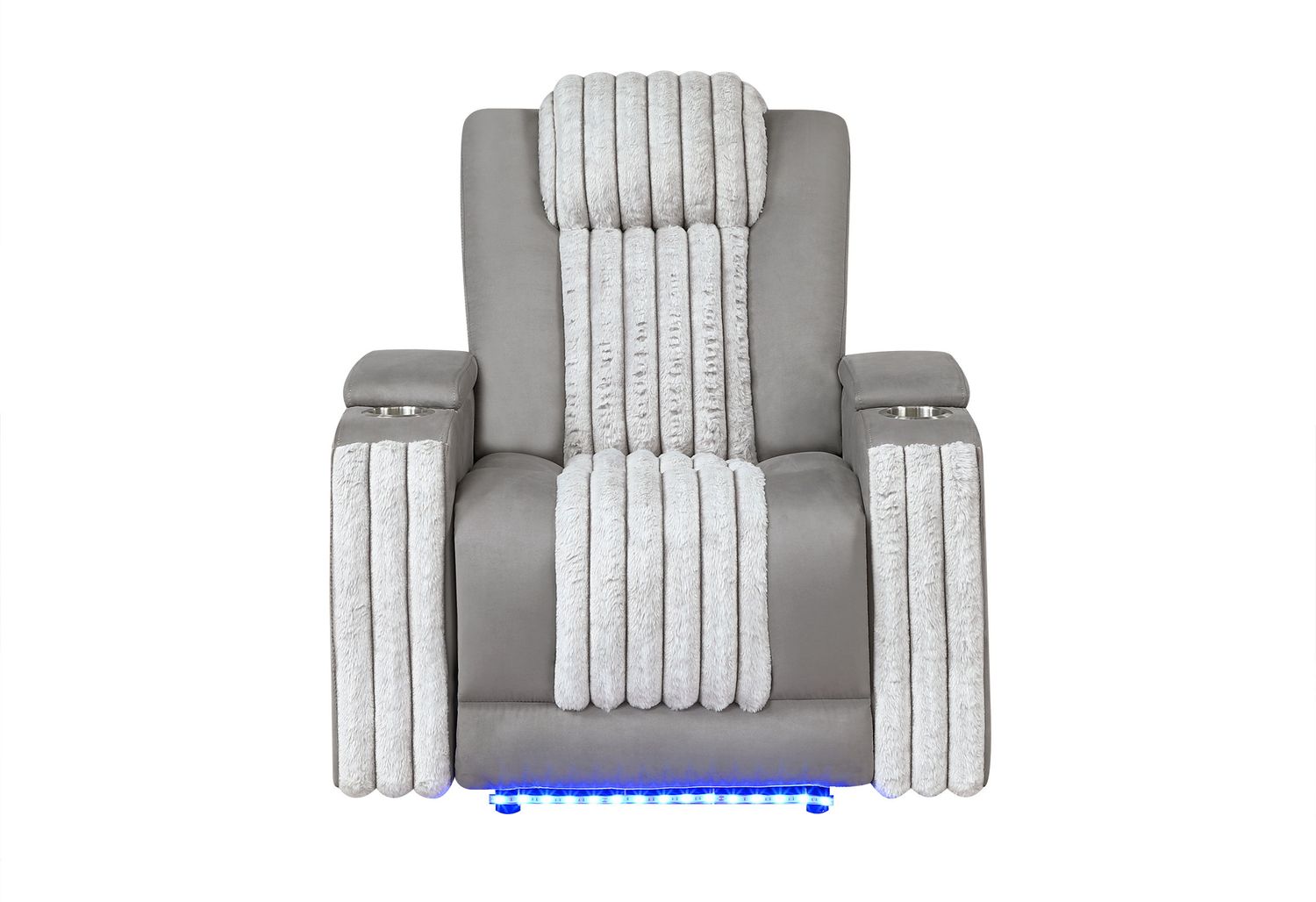 U8000 - Power Recliner With Power Headrest &amp; LED Light, Color: Gray