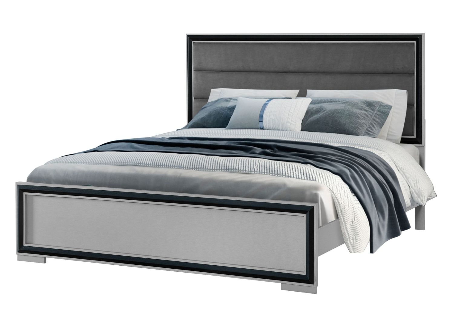 Amelia - Bed With LED - Gray / Black, Size: Full