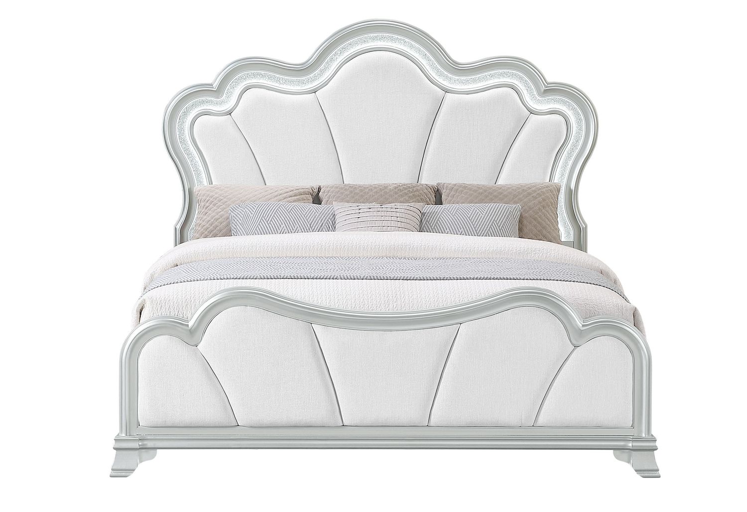 Aria - Bed With LED - Silver, Size: Queen