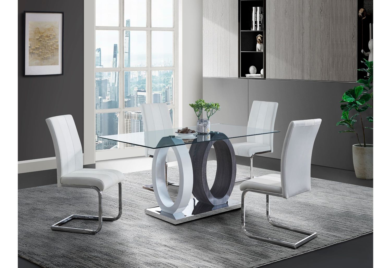 D1628 - 7 Piece Dining Room Set (Dining Table And 6 Dining Chairs), Color: White