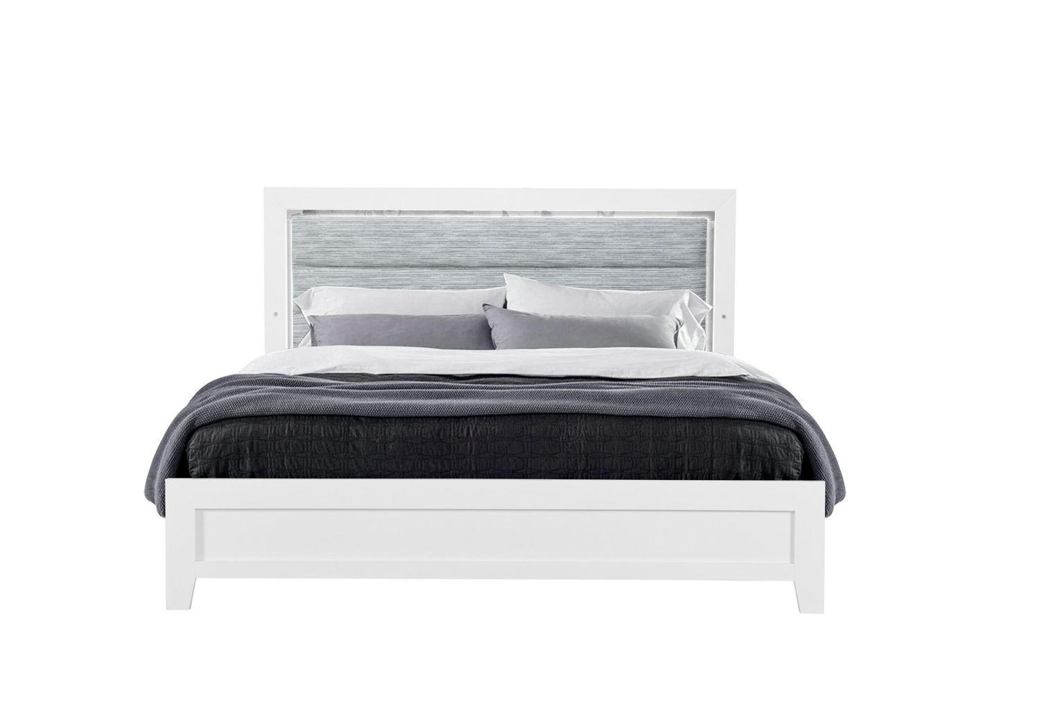 Luccia - Bed With LED - White, Size: King