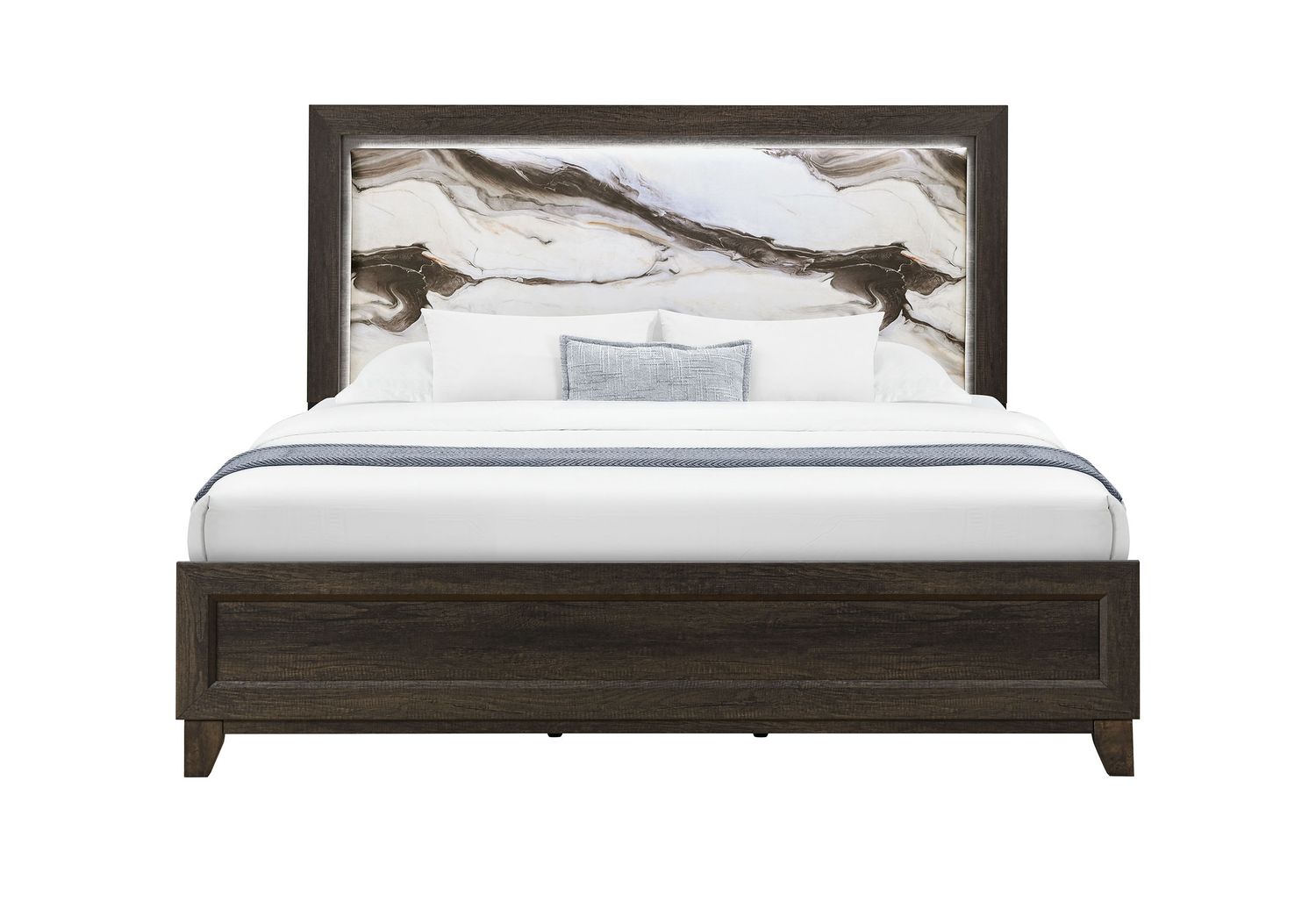 Harmony - Bed With LED - Dark Brown, Size: Twin