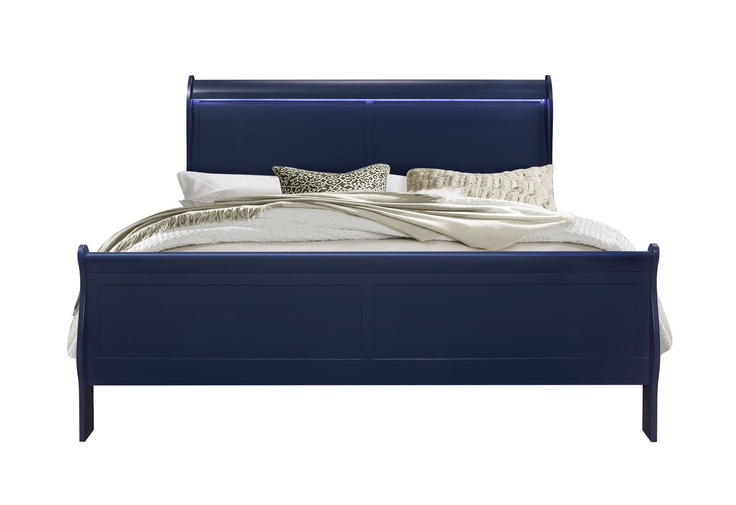 Charlie - Bed With LED, Color: Blue, Size: King