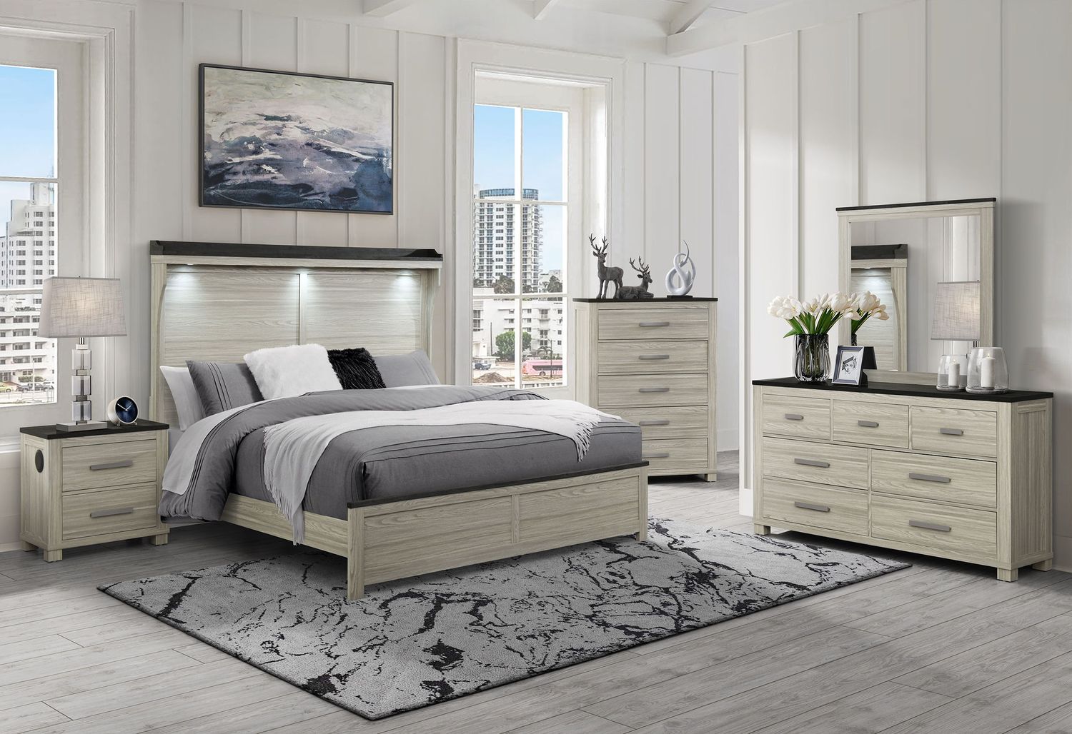 Ashley - 5 Piece Bedroom Set - Brown, Size: Queen