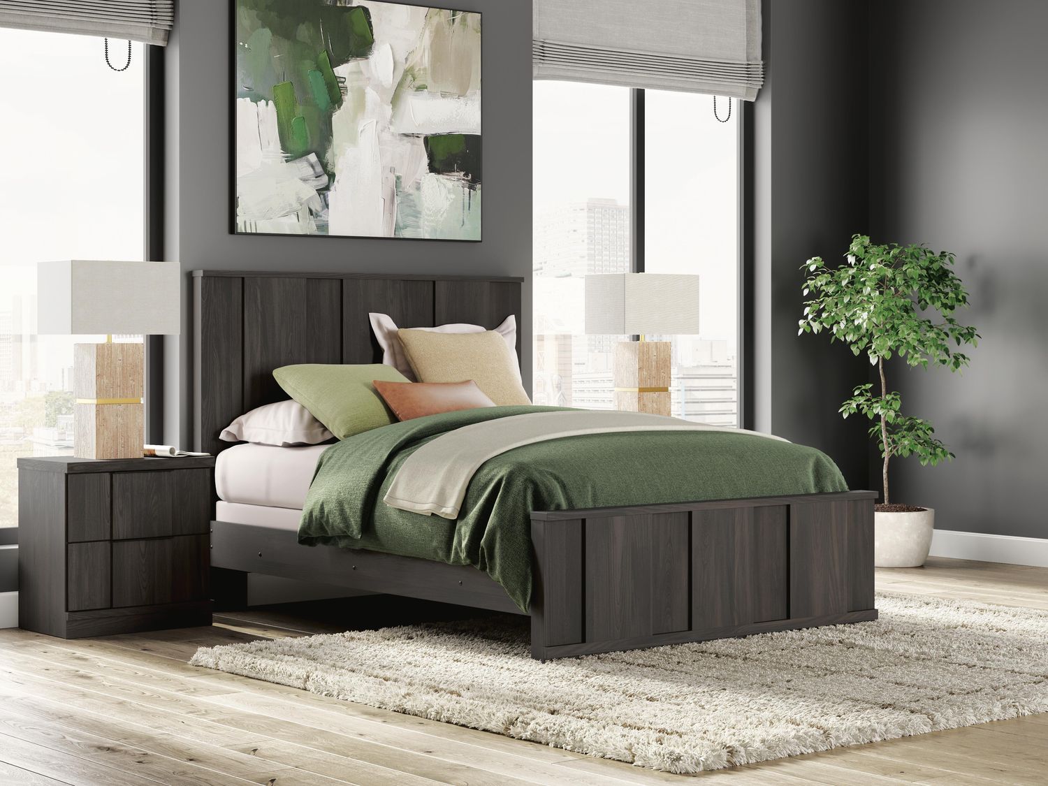 Shaehartin - Panel Bed, Size: Queen