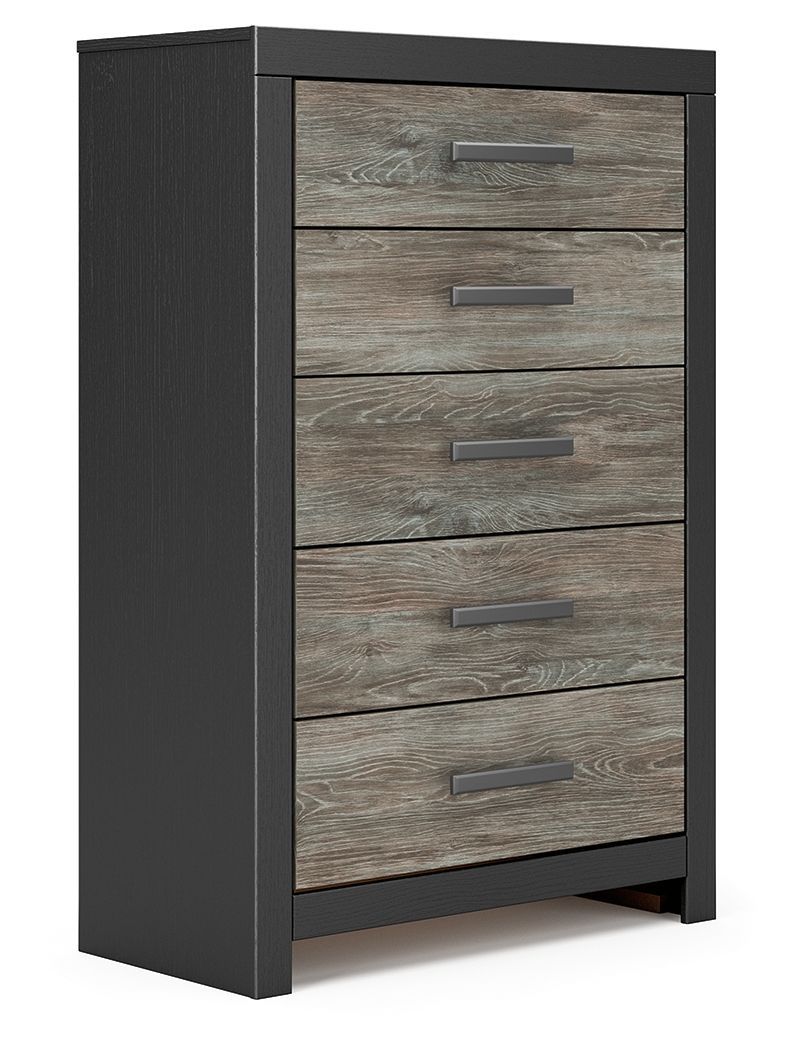 Broachmyn - Five Drawer Chest - Black / Gray