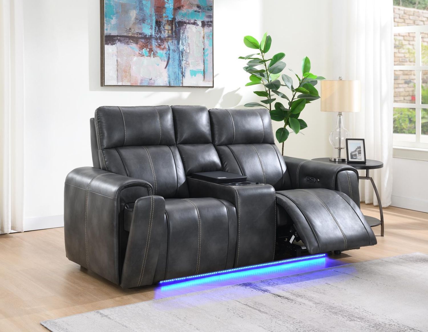 U66 - Power Reclining Loveseat - Charcoal Gray