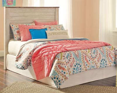 Willowton - Full Panel Headboard - Whitewash - Beige / Full