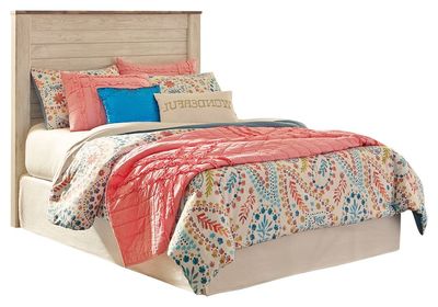 Willowton - Full Panel Headboard - Whitewash - Beige / Full