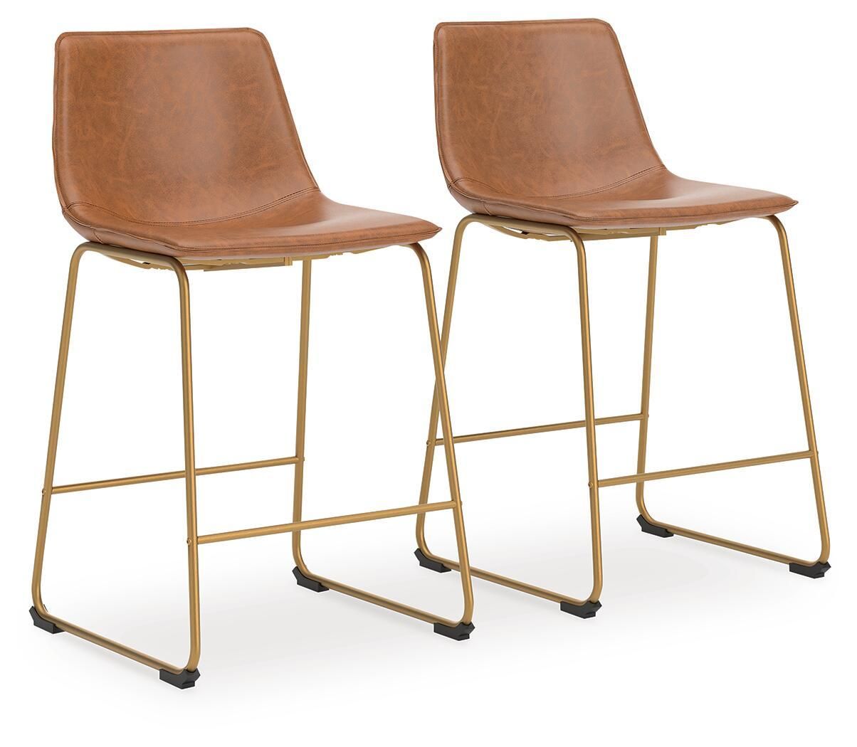 Ciabori - Upholstered Barstool (Set of 2) - Brown / Gold - Light Brown