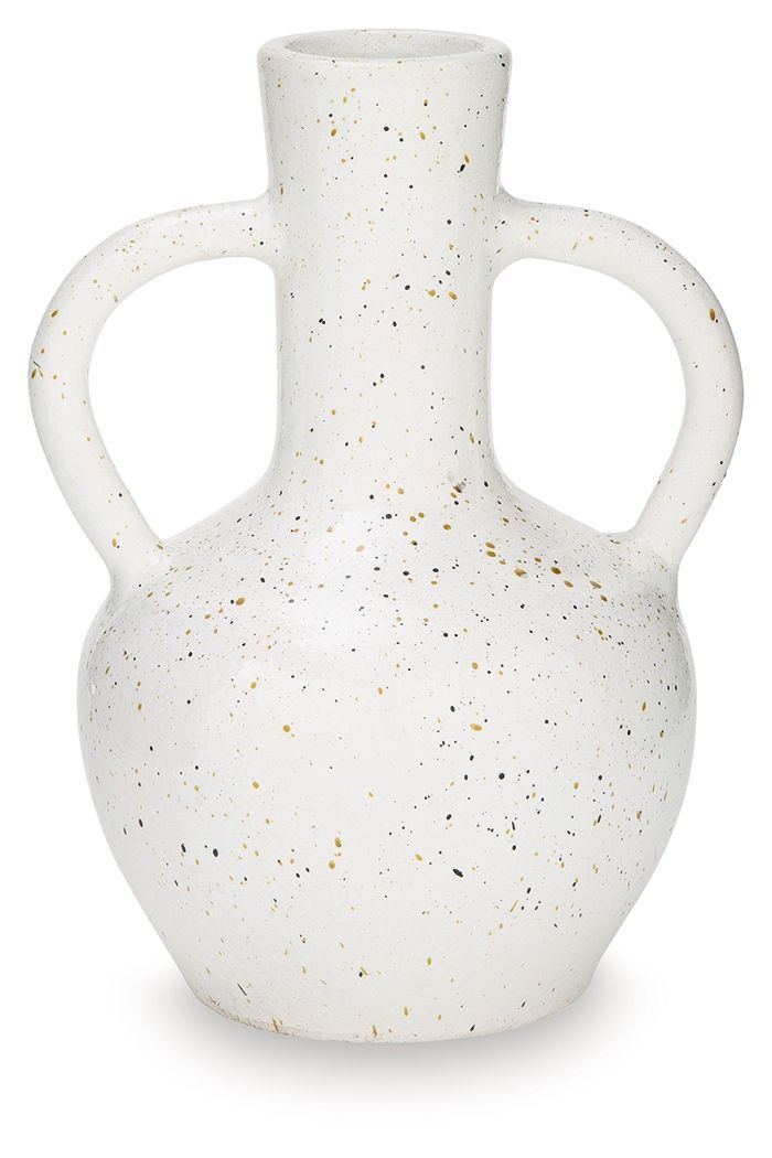 Dallinworth - Vase - 13" - White / Black - White / 10"W x 8"D x 13"H