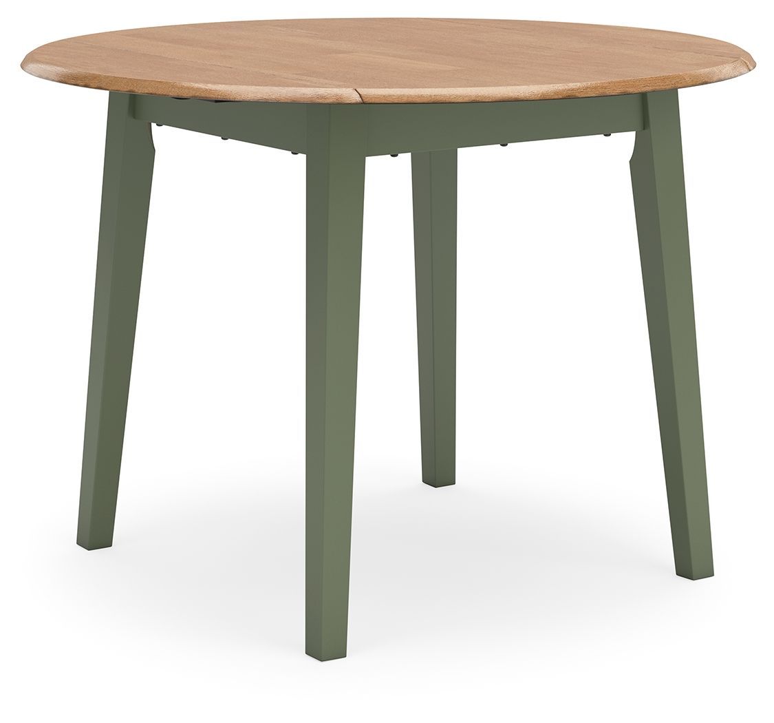 Gesthaven - Round Dining Room Drop Leaf Table - Natural / Green - Green