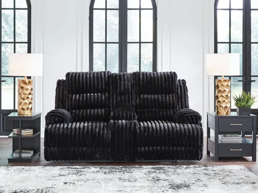 Technique Rhines Falls Power Reclining Loveseat with Console, Color: Onyx