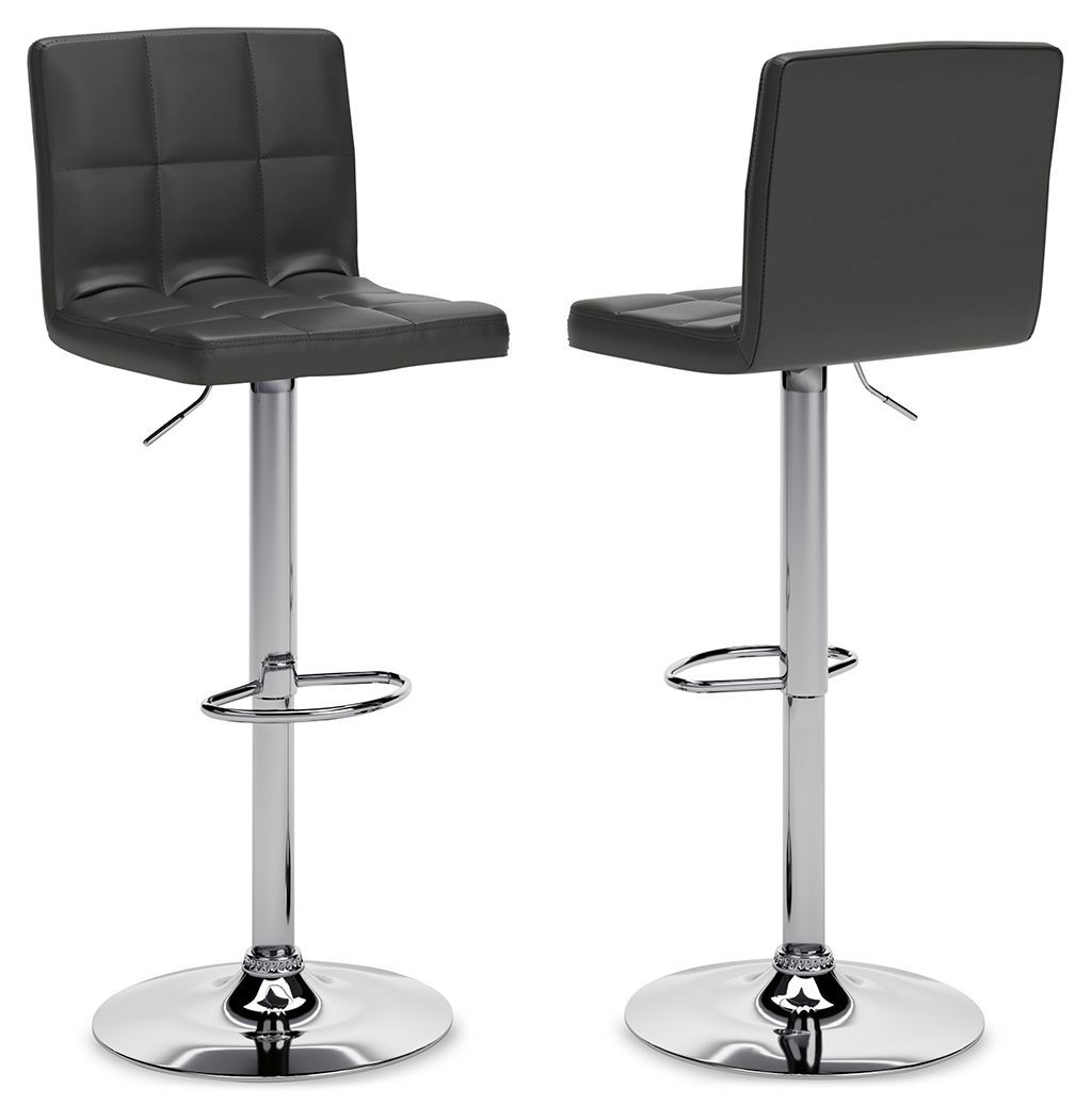 Bellatier - Tall UPH Swivel Barstool(Set of 2) - Black / Chrome Finish - Black