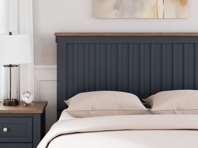 Landocken - Queen Panel Headboard - Brown / Blue - Blue / Queen