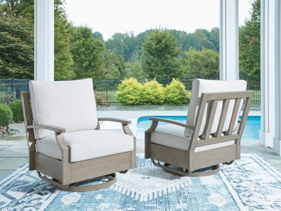 Rainier Ranch - Swivel Glider Chair With Cushion - Brown / Beige