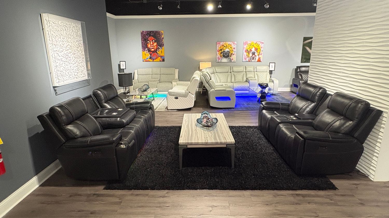 U8881 - Power Reclining Sofa With Armrest Cupholder, DDT With Watch Charger, Immerse Speaker With Subwoofer And Multi-Color LED - Black