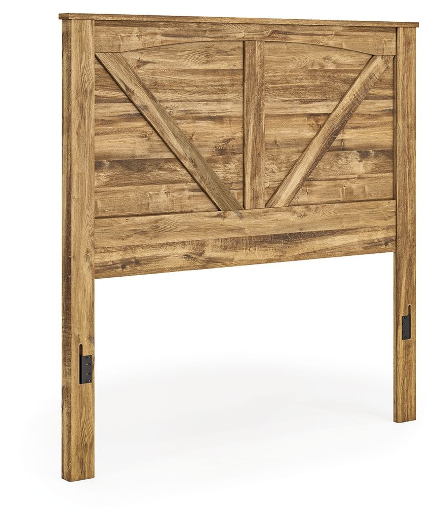 Maystonna - Queen Crossbuck Panel Headboard - Brown - Light Brown / Queen