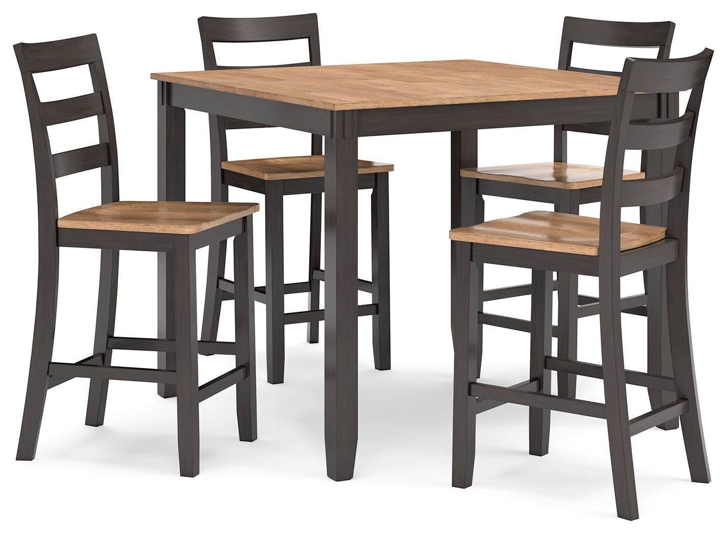 Gesthaven - Drm Counter Table Set (Set of 5) - Natural / Brown - Dark Brown / 5 Pc. Table, 4 Chairs