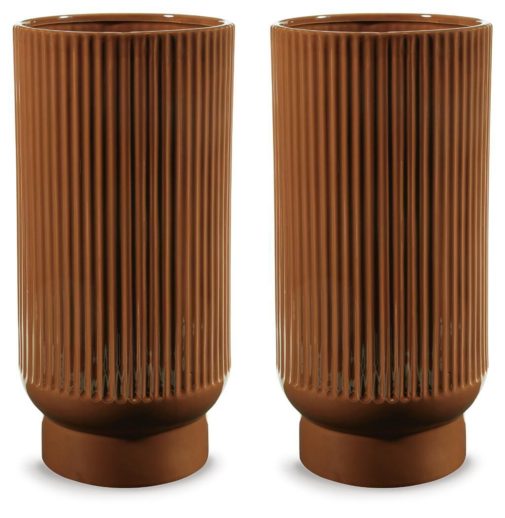 Avalyah - Indoor/Outdoor Vase (Set of 2) - 15" - Burnt Umber - Dark Brown / 2 Pieces / 6.88"W x 6.88"D x 14.88"H