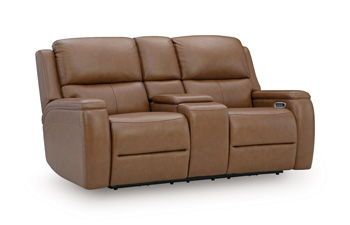 5Z-Syran - Power Reclining Loveseat With Console / Adjustable Headrest - Caramel