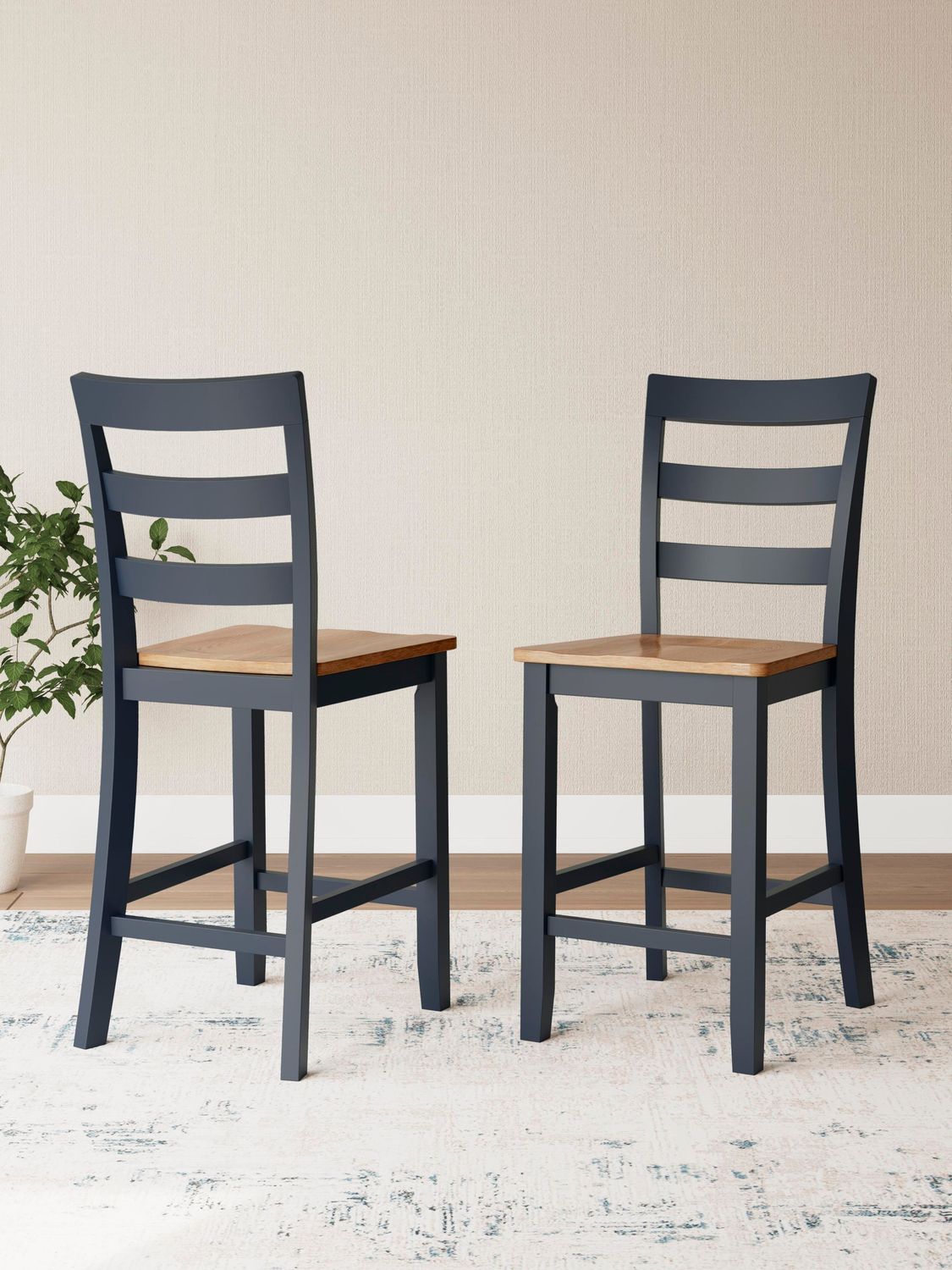 Gesthaven - Barstool (Set of 2) - Natural / Blue - Blue