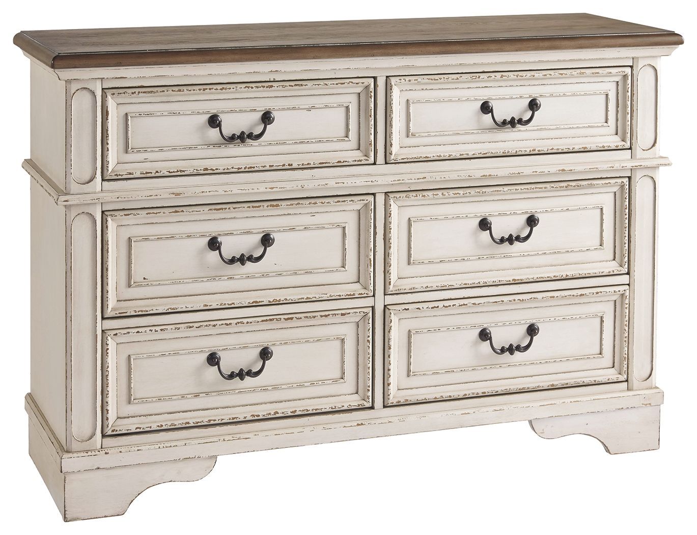 Realyn - Dresser - 6-drawer - White / Brown / Beige - White / Dressers / 6 Drawers