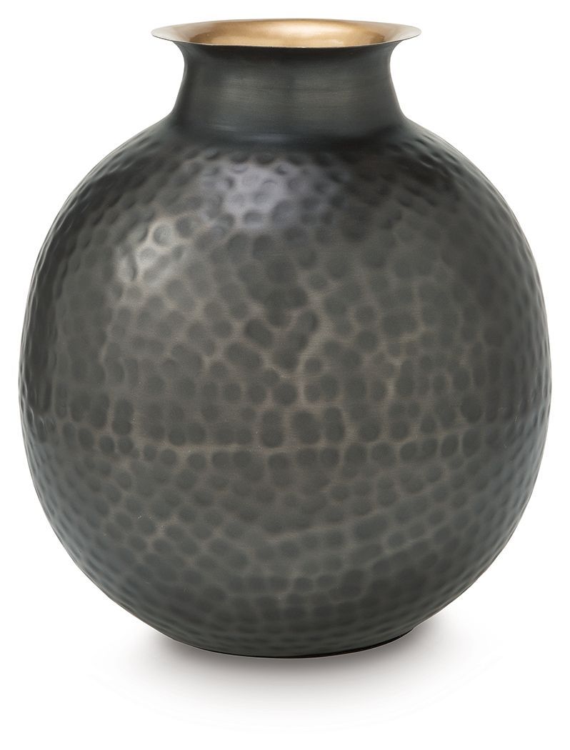 Woody - Vase - 12" - Pewter / Gold Finish - Dark Gray / 10"W x 10"D x 12"H