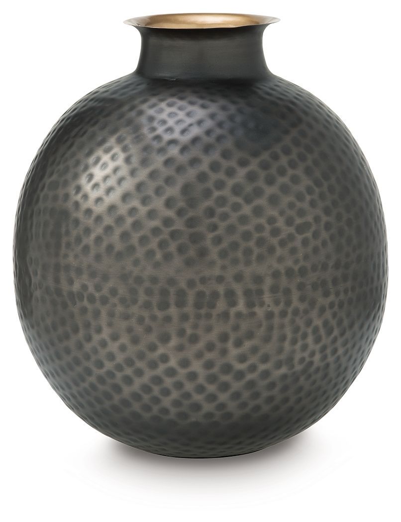 Woody - Vase - 14" - Pewter / Gold Finish - Dark Gray / 12"W x 12"D x 14"H