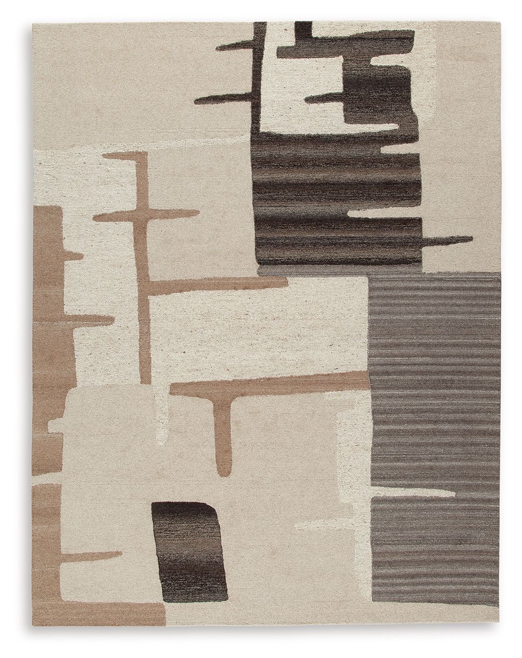 Kencher - 8' x 10' Rug - Beige / Brown - Dark Brown / 8' x 10'