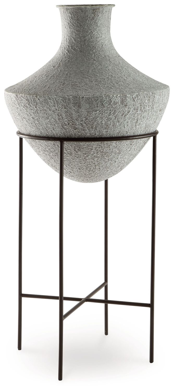 Estonbank - Vase - 35" - Distressed Cream - Gray / 15.5"W x 15.5"D x 35"H