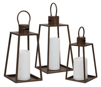 Elmsworth - Indoor/Outdoor Lantern Set (Set of 3) - Brown