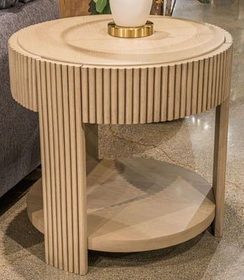 Zaninport - Round End Table - Bisque - Light Brown / End Tables