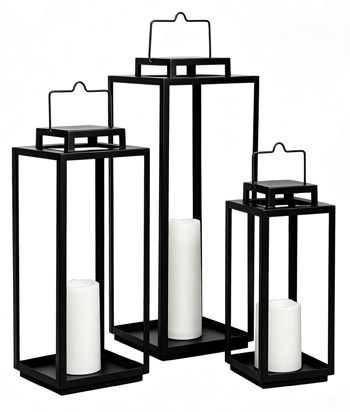 Gilmerland - Indoor/Outdoor Lantern Set (Set of 3) - Black - Black