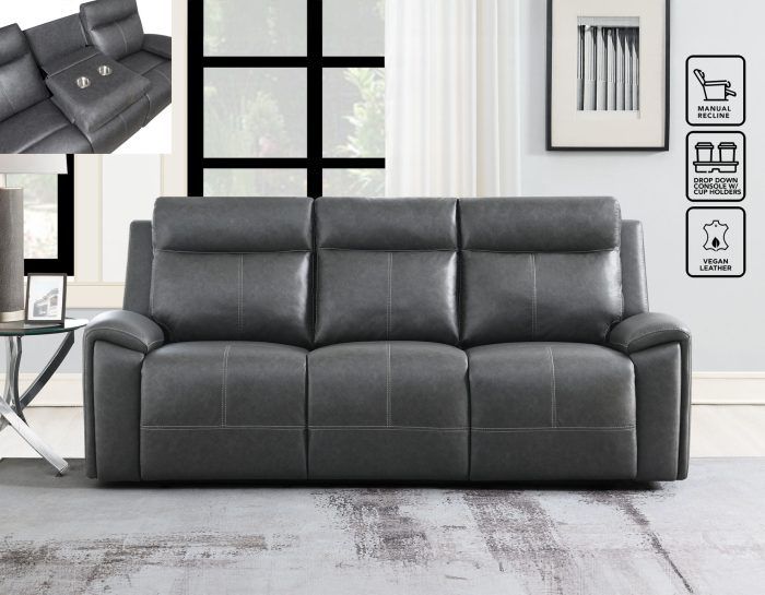 Gaston Sofa, Manual Reclining, Drop-Down Console