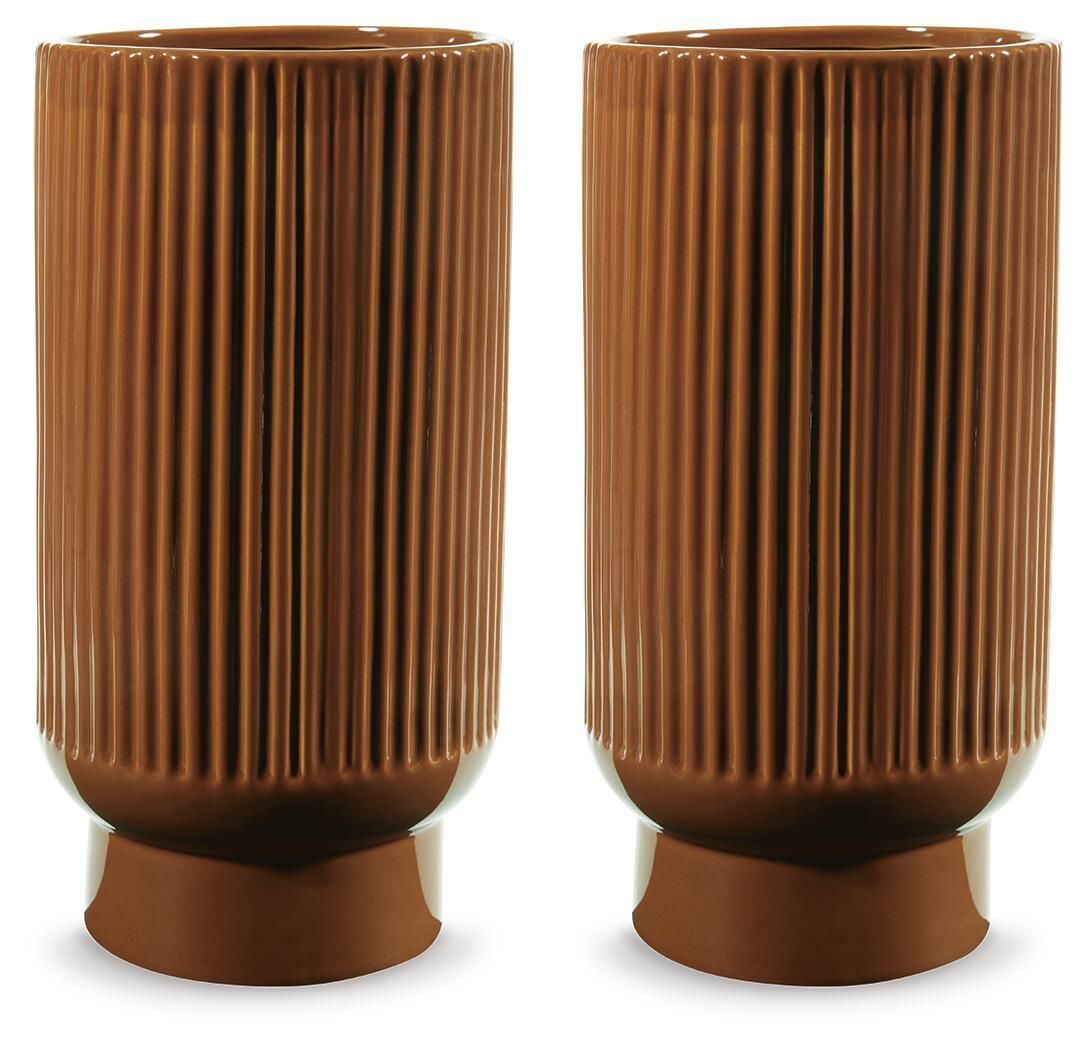 Avalyah - Indoor/Outdoor Vase (Set of 2) - 12" - Burnt Umber - Dark Brown / 2 Pieces / 5.88"W x 5.88"D x 12"H