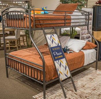 Lanceburg - Twin/Full Bunk Bed With Ladder - Gray - Dark Gray / Twin over Full
