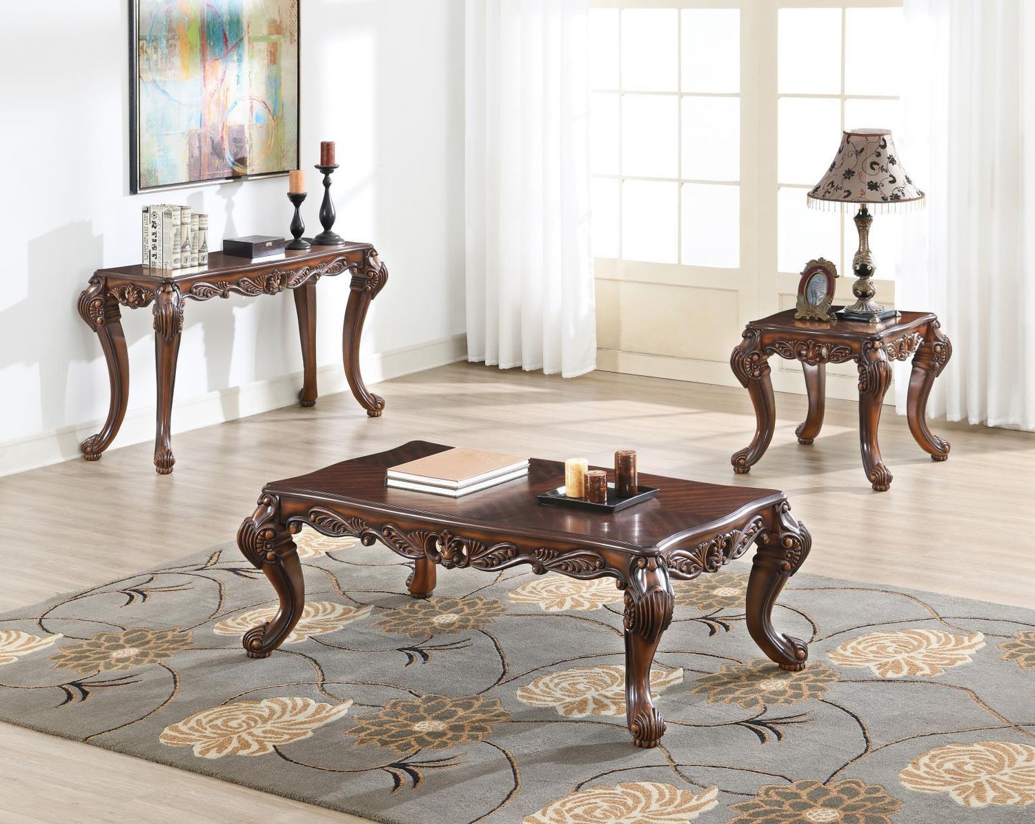 T204 - Coffee Table &amp; 2 End Tables - Dark Brown