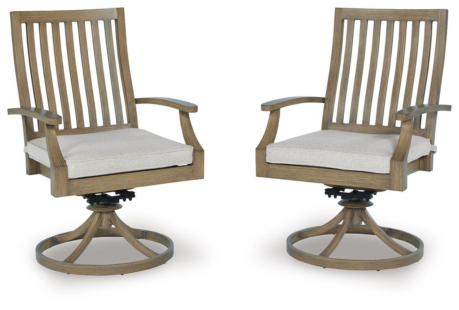 Rainier Ranch - Swivel Chair With Cushion (Set of 2) - Brown / Beige
