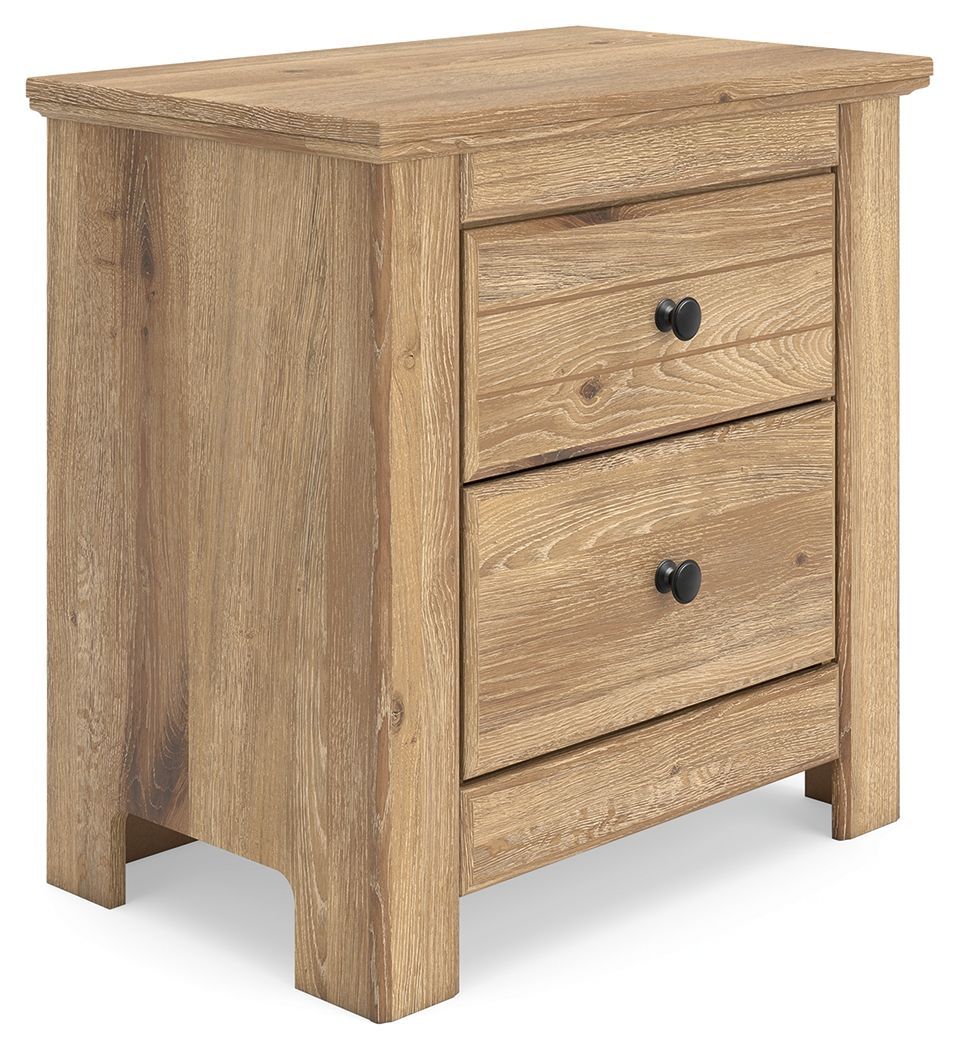 Makidern - Two Drawer Night Stand, Color: Light Brown