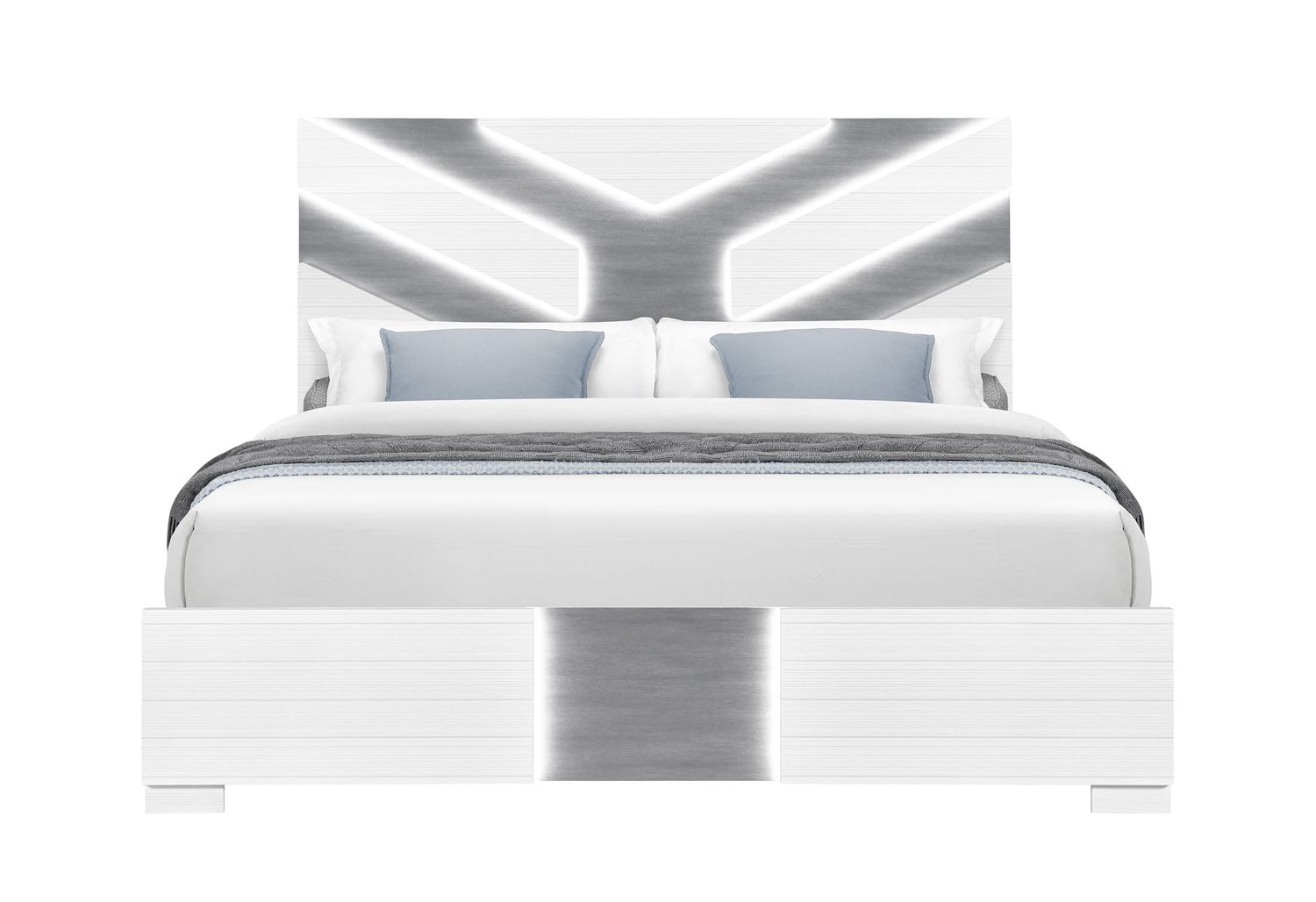 Optimus - King Bed With LED - White