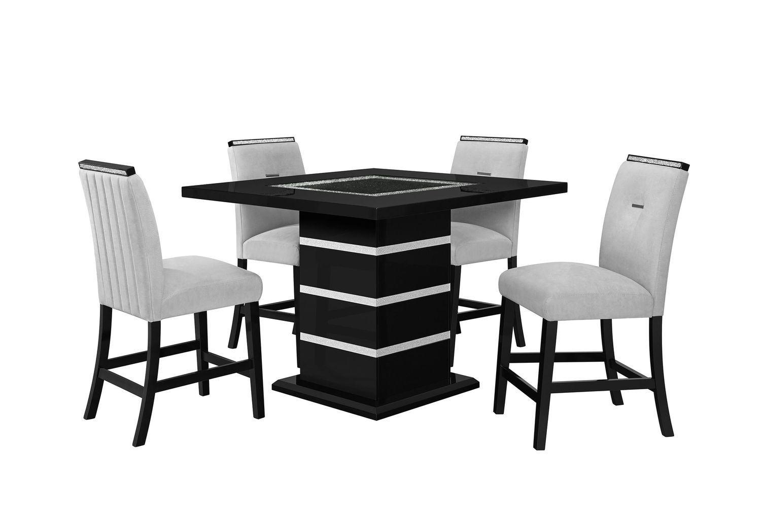 Monaco - 5 Piece Dining Room Set (Rectangular Bar Table, 4 Bar Stools) - Black