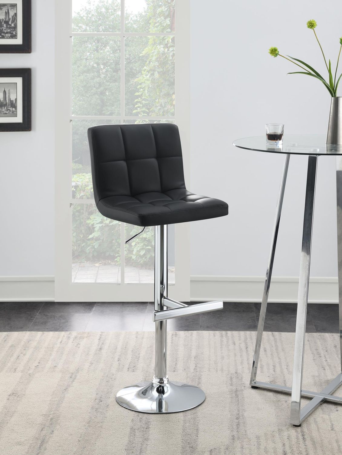 ST140 - Faux Leather Bar Stool (Set of 2) - Black