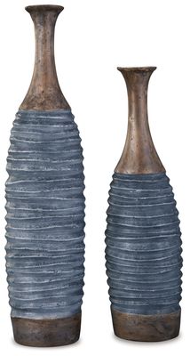 Blayze - Vase Set (Set of 2) - Antique Gray / Brown
