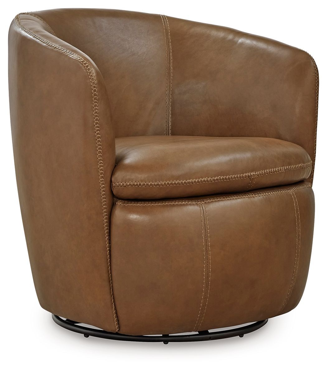 Kierreys - Swivel Chair - Caramel - Light Brown