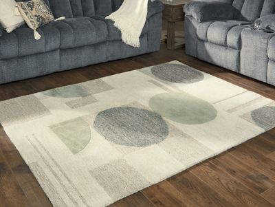 Dallane - 5' x 7' Rug - Linen / Blue / Green - Beige